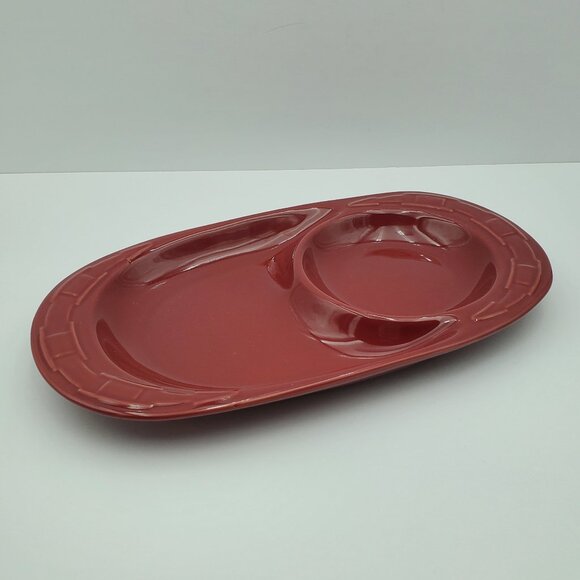 Longaberger Woven Traditions Paprika Soup & Sandwich Plate Oval Lunch Snack Tray - Picture 1 of 6